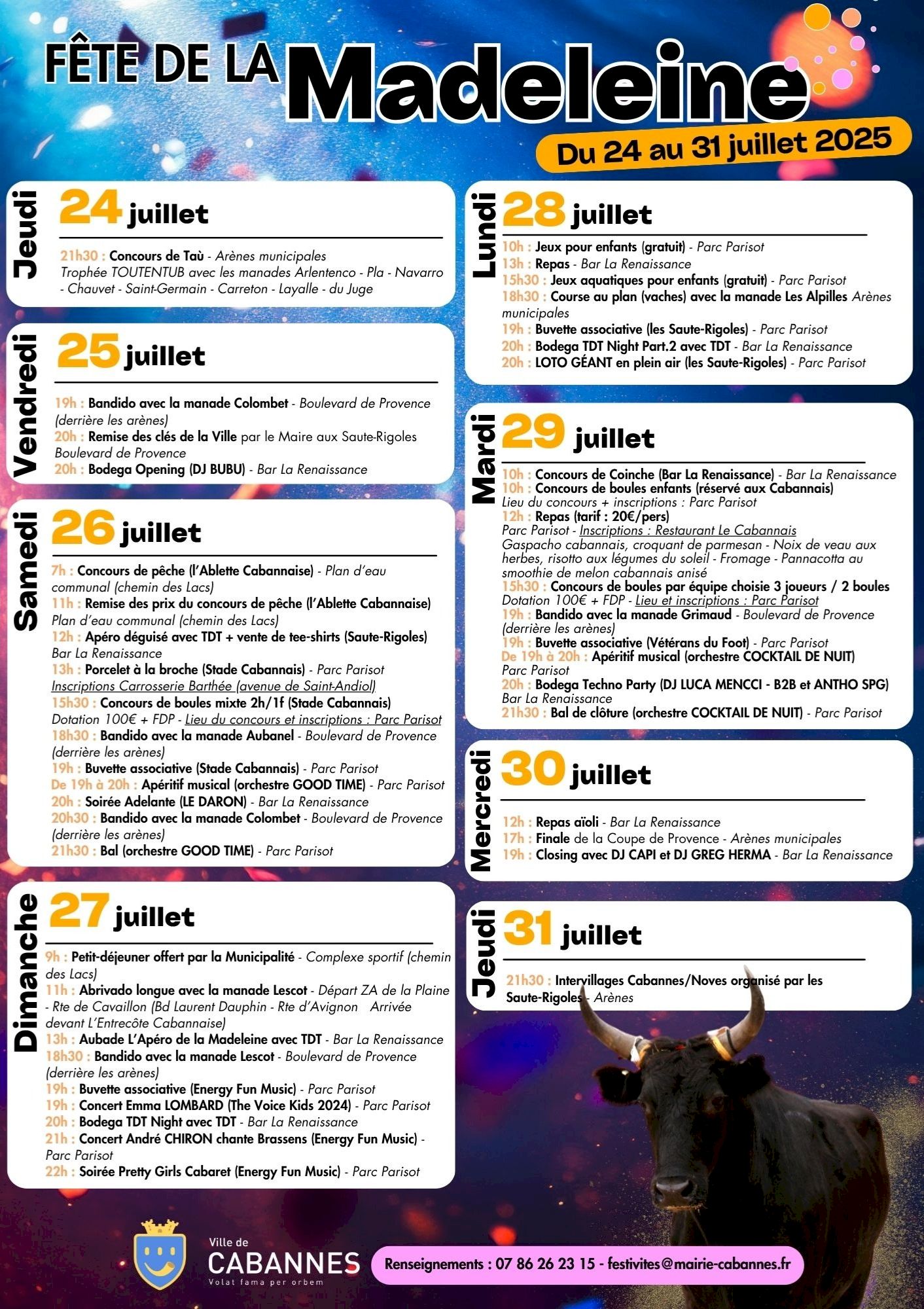 programme fête de la Madeleine 2025
