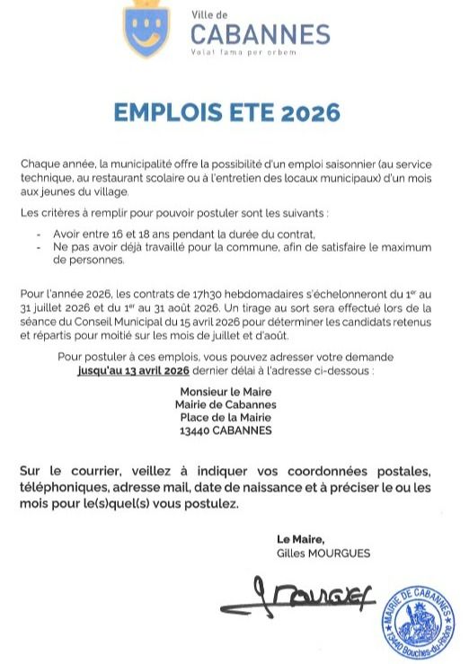 Offre emploi saisonnier
